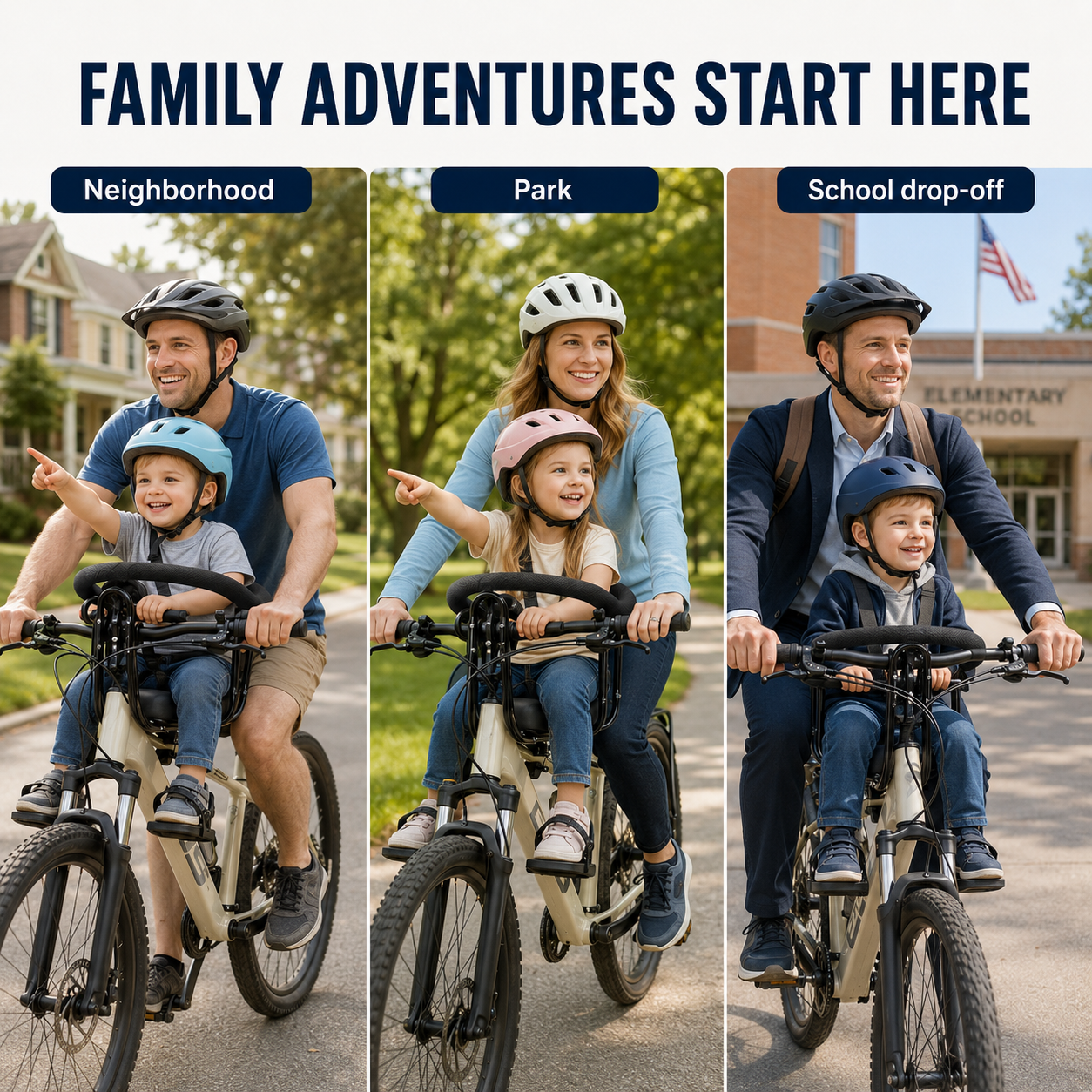 Front-Mounted Child Bike Seat for Adult & Mountain Bikes with Guardrail, Backrest and Footrests