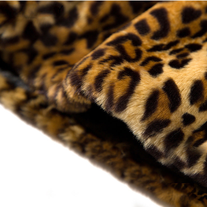 Womens Faux Fur Coats Leopard Jackets Loose Warm Fall Winter Fluffy Jacket Outwear