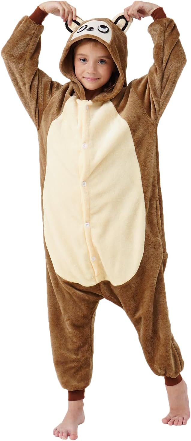 SCOPUCI kids flannel animal onesie - Monkey