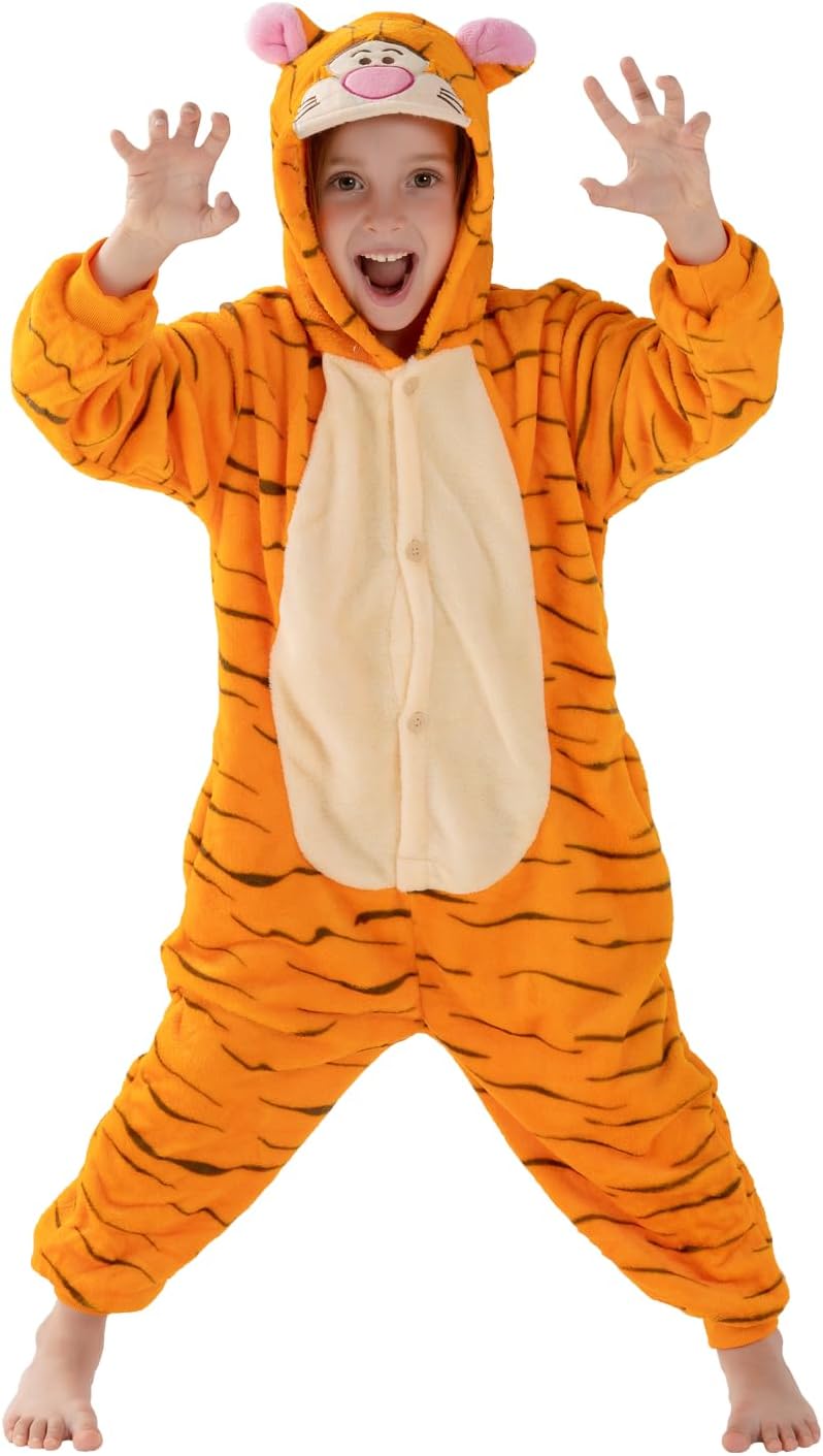 SCOPUCI kids flannel animal onesie - Tiger