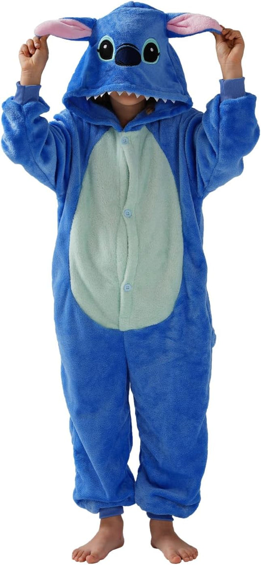 SCOPUCI kids flannel animal onesie - Blue-a
