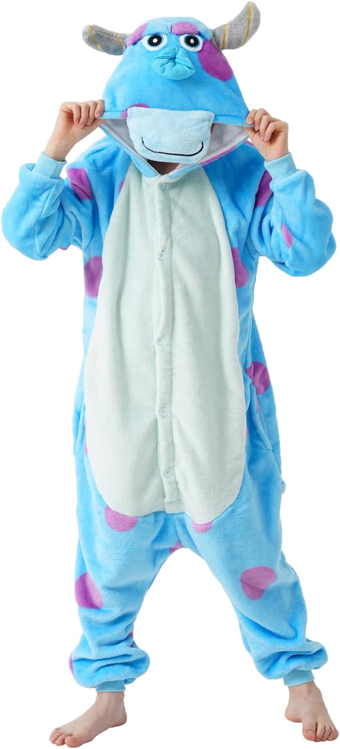 SCOPUCI kids flannel animal onesie - Sky Blue