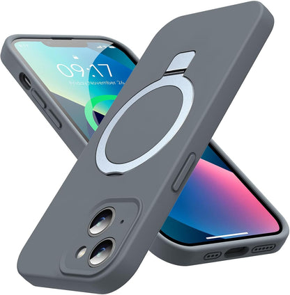 Mag-Ring Designed for iPhone 16 Pro Max Case, Liquid Silicone [Moisturizing Factor] Extreme Soft Slim Phone Case with Stand [Compatible with MagSafe] for 16 Promax 6.9 inch Men Women