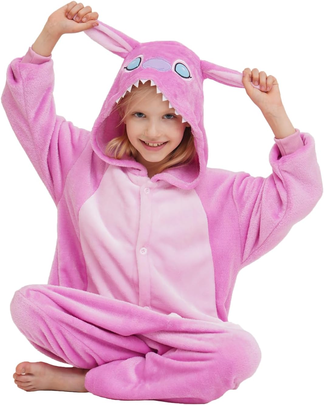 SCOPUCI kids flannel animal onesie - Pink-a