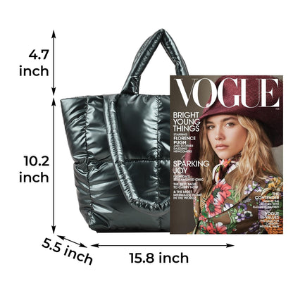 Puffer Tote Bag for Women Large Quilted Purse Ladies Padding Shoulder Bag Lightweight Puffy Tote Bag and Satchels