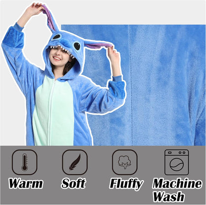 Unisex Adult Animal Onesie Pajamas, Men Women Flannel Halloween Cosplay Costume/Homewear/Sleepwear