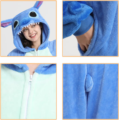 Unisex Adult Animal Onesie Pajamas, Men Women Flannel Halloween Cosplay Costume/Homewear/Sleepwear