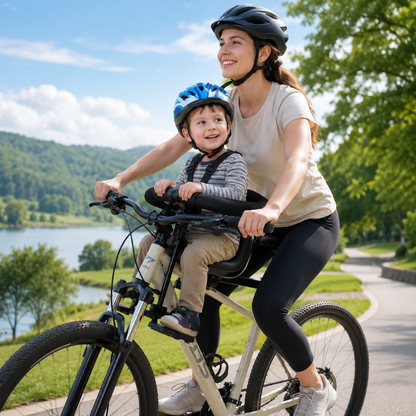 Front-Mounted Child Bike Seat for Adult & Mountain Bikes with Guardrail, Backrest and Footrests