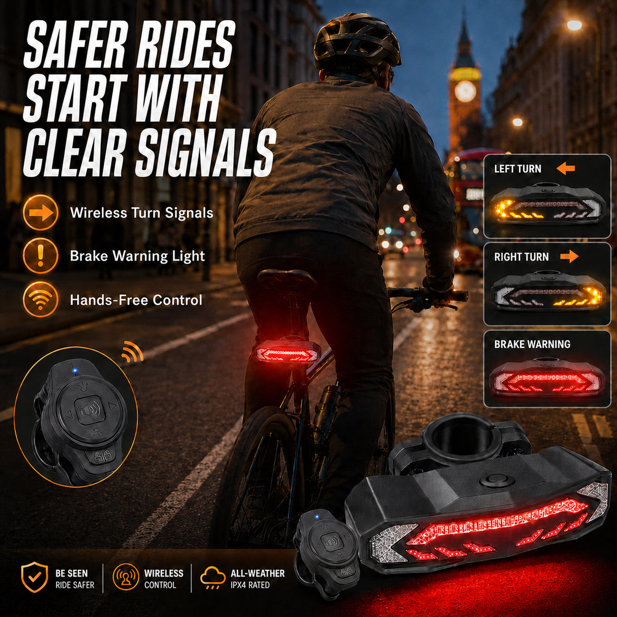 Automatic bike brake light warning function